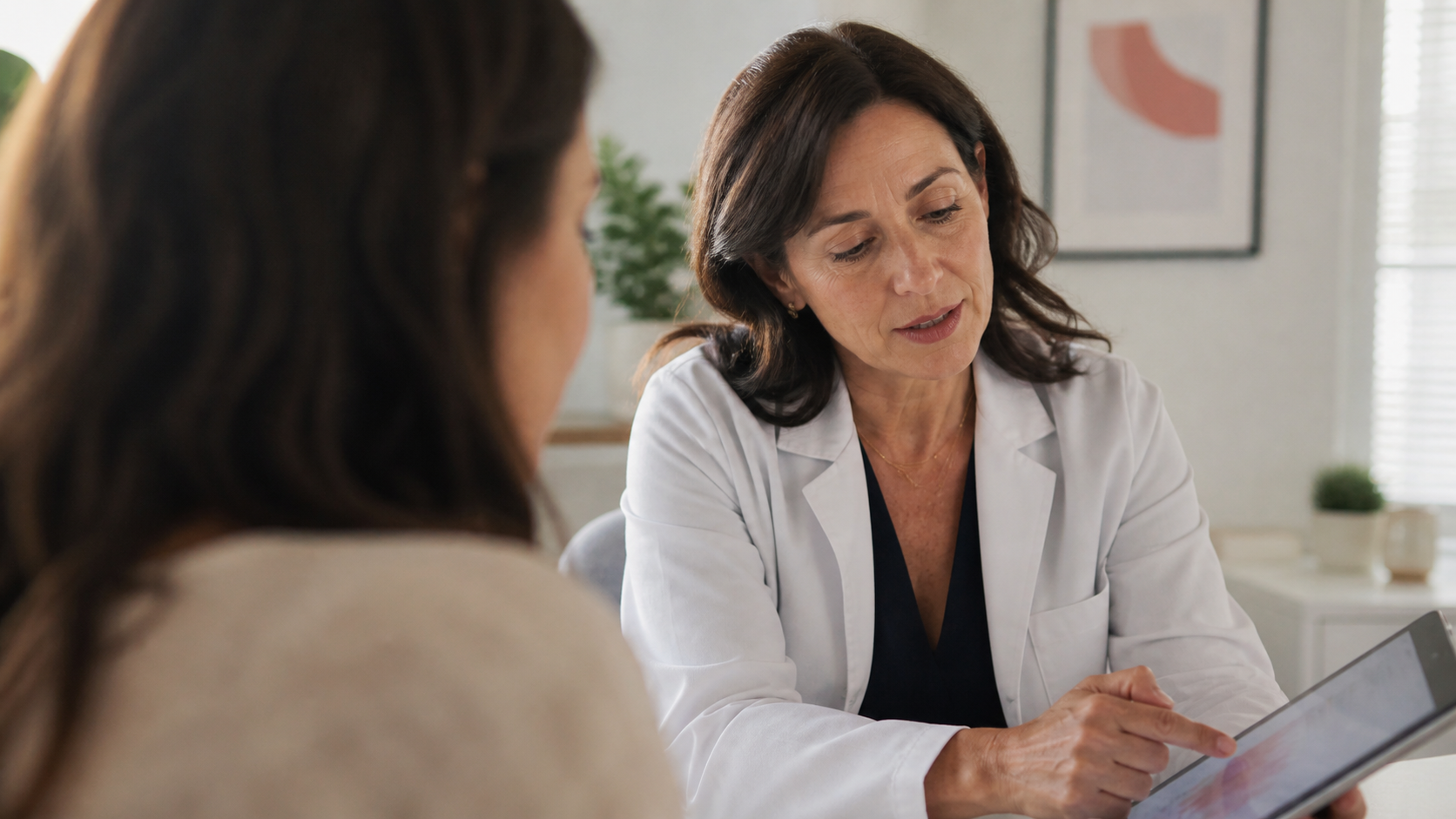 A physician reviewing health information with a patient